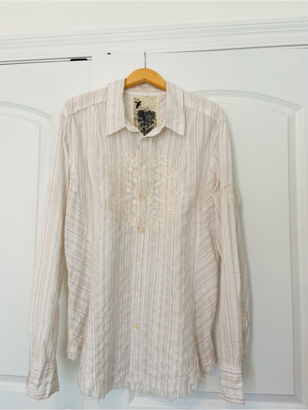 Vtg Y2K 3J Workshop Johnny Was Button Front Tunic Shirt XL Boho Rockabilly Indie